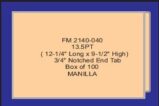 Letter sized NOTCHED END TAB 13.5 Pt File folders- Box of 100 Manilla